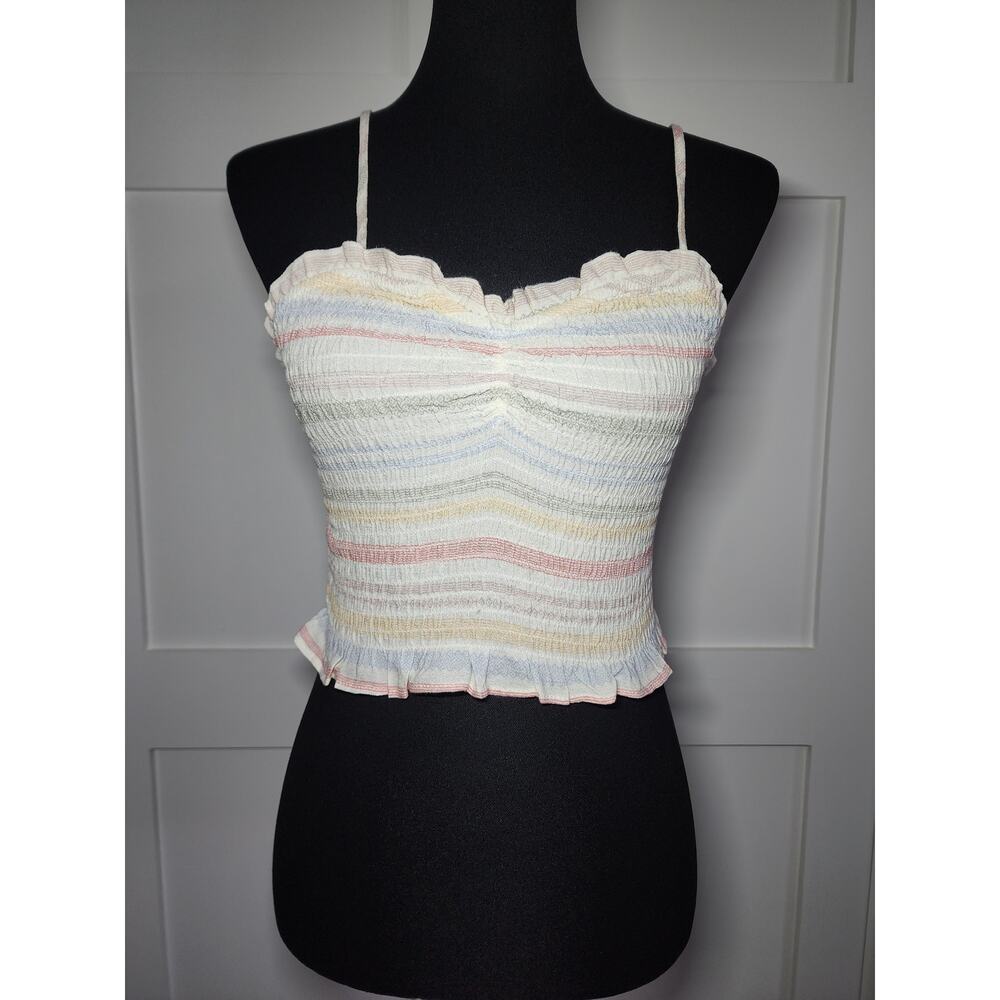 Pink Rose Crop Elastic Spaghetti Strap Top - Womens Size Small NWT